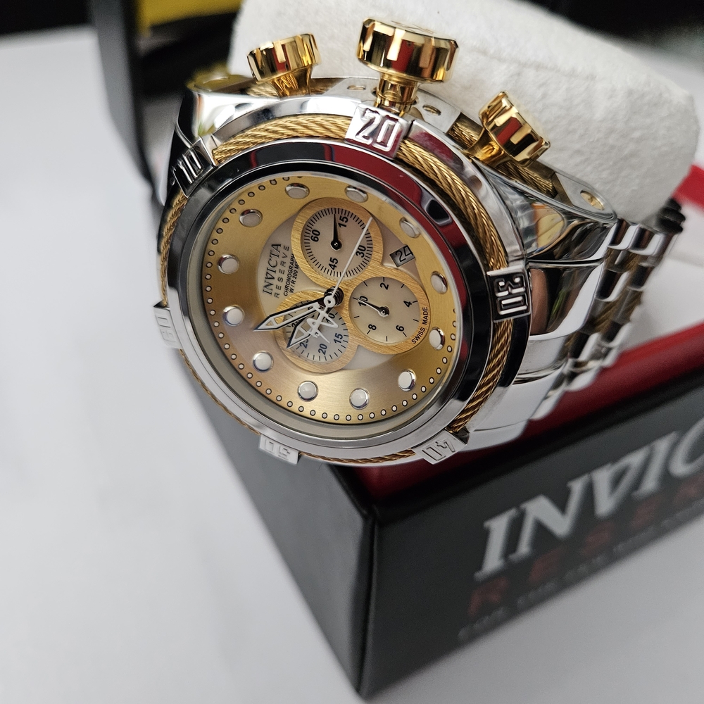 Pre Worn 53mm Invicta Bolt Zeus Gold Chrono Watch Excellent Condition - Picture 9 of 17